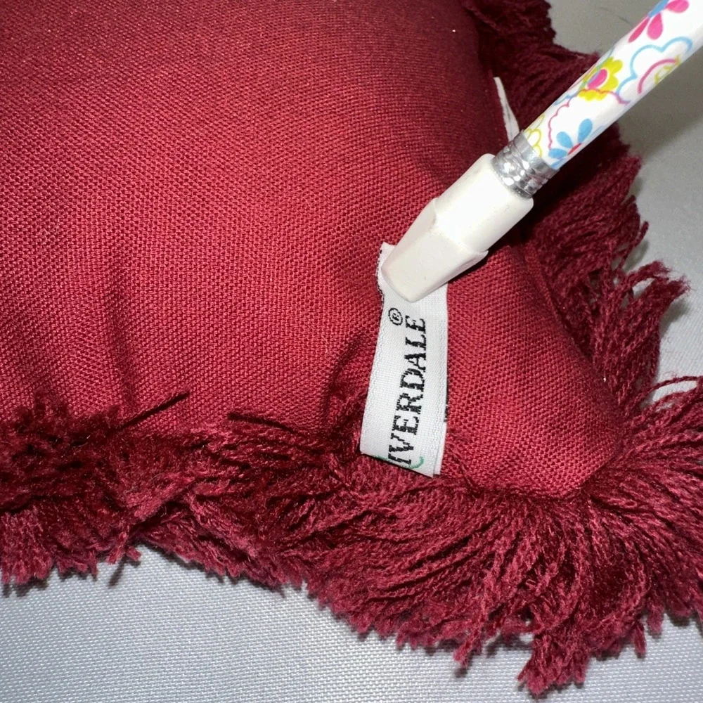 Riverdale Christmas Santa Claus Tapestry Throw Pillow Burgundy‎ Fringe